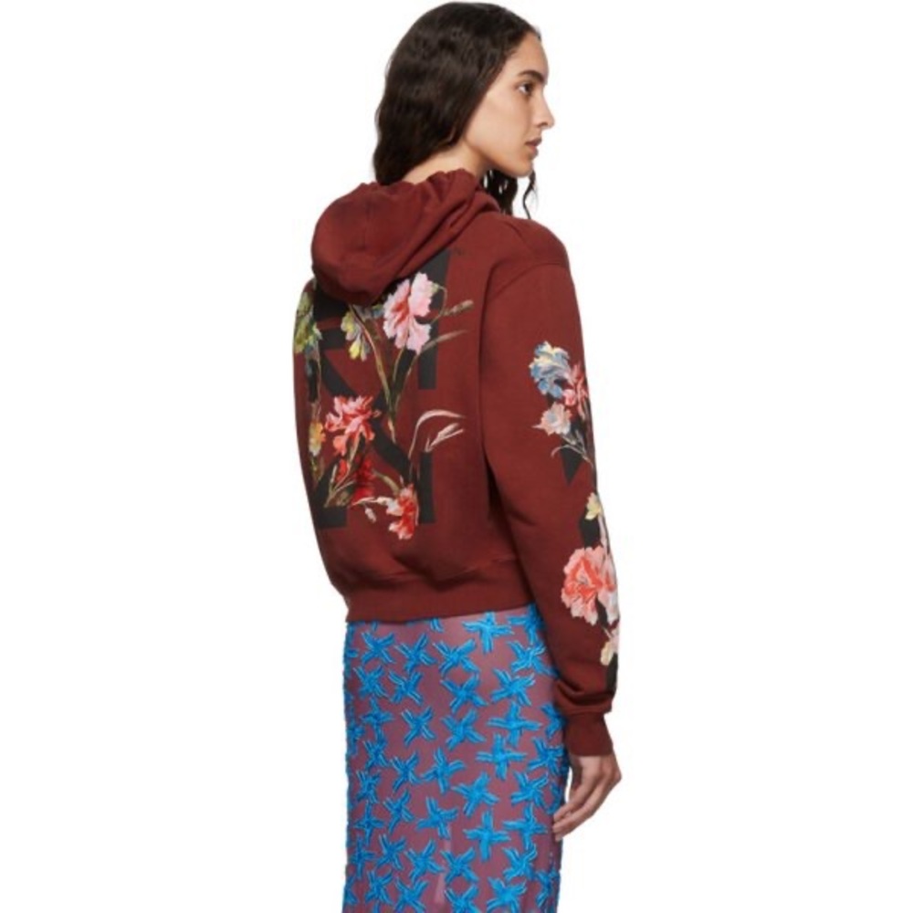 OFF WHITE RED FLORAL HOODIE